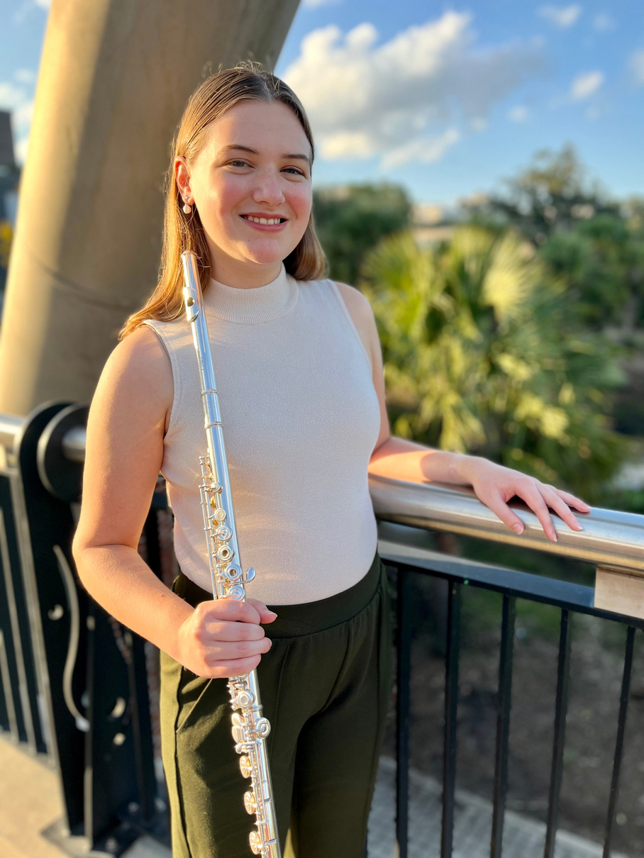 Lindsey Kovach holding a flute